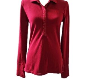 American Eagle Womens' Long Sleeve 8 Buttons Down Collard Polo Size Large